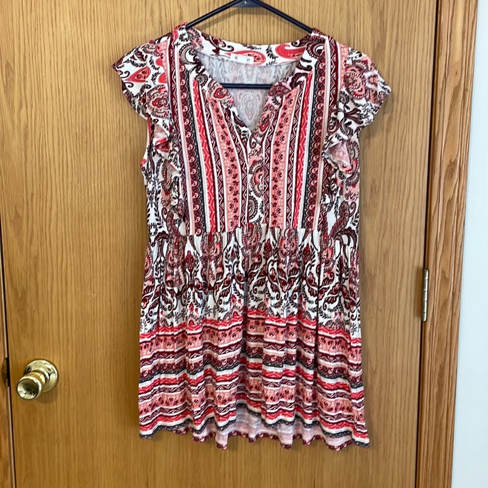 V neck blouse with flowy sleeves and empire waist